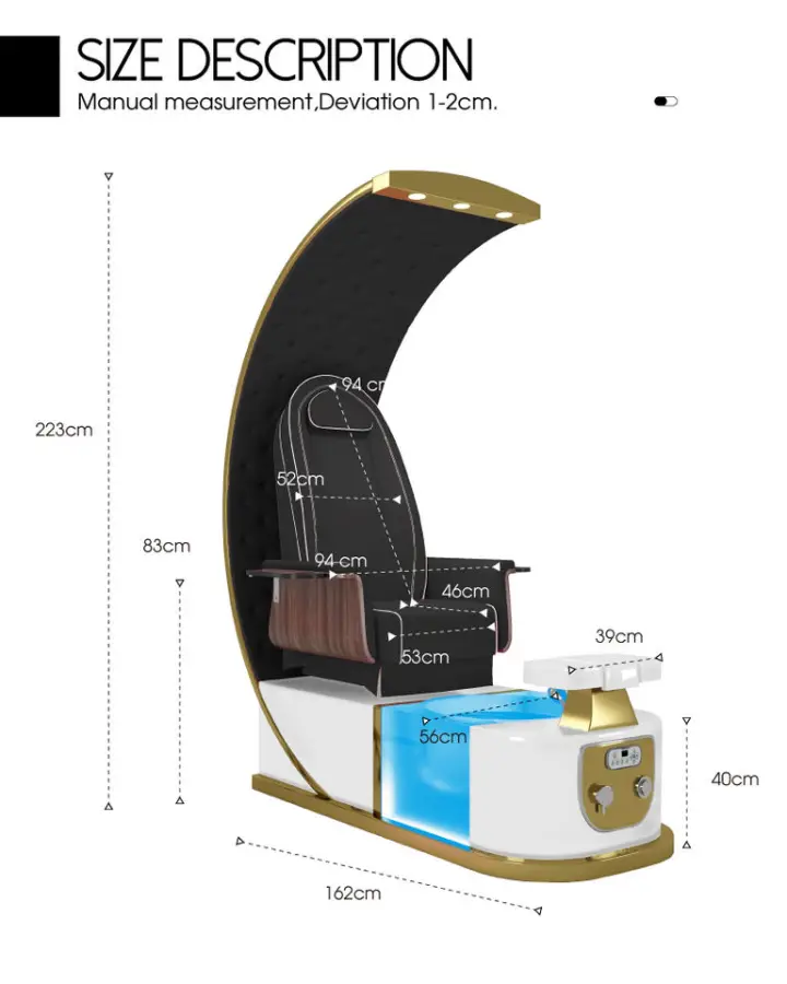 Luxury Nail Salon Foot Spa Pedicure Chair Knead Massage Electric Salon Pedicure Manicure Chair with Drain Pump for Sale — image 6