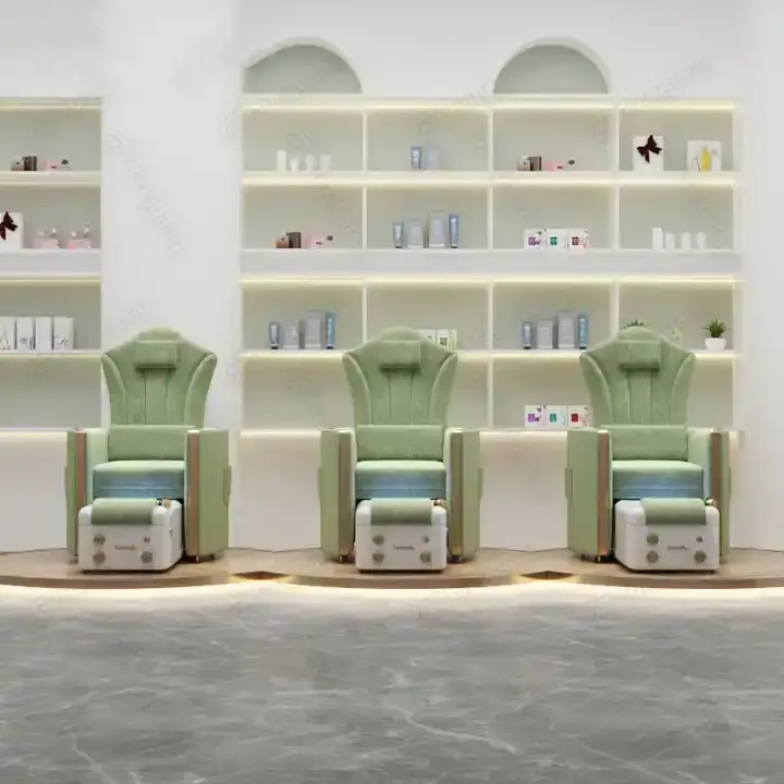 Nail Salon Furniture Electric Light Surfing Foot Spa Pedicure Massage Chair Ceramic Basin Reclinable Silla De Spa — image 5