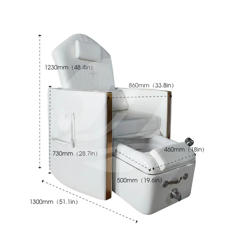 Nail Salon Furniture Electric Light Surfing Foot Spa Pedicure Massage Chair Ceramic Basin Reclinable Silla De Spa — image 7