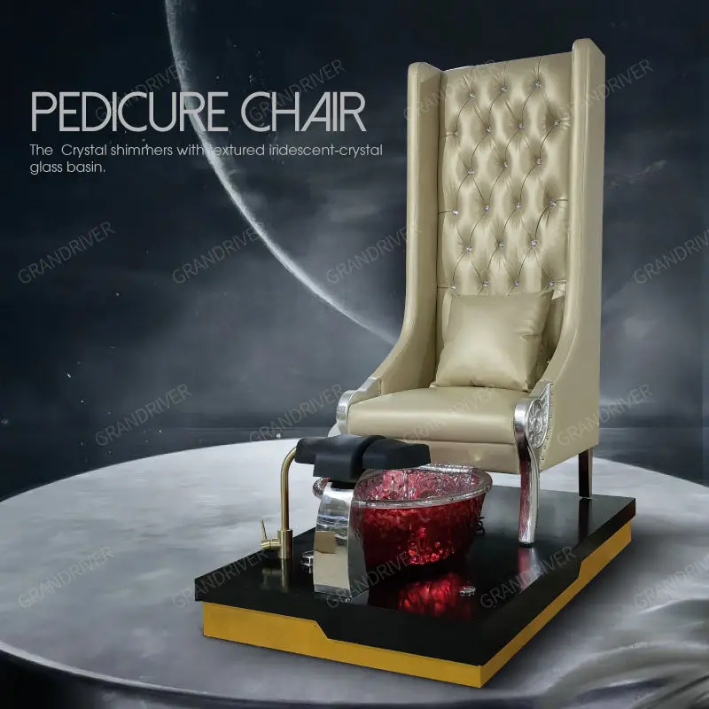 High Back Royal Pedicure Sofa Station with Pillow Foot Bath Spa Pedicure Chair for Manicure Luxury Pedicure Throne Chair — view 1