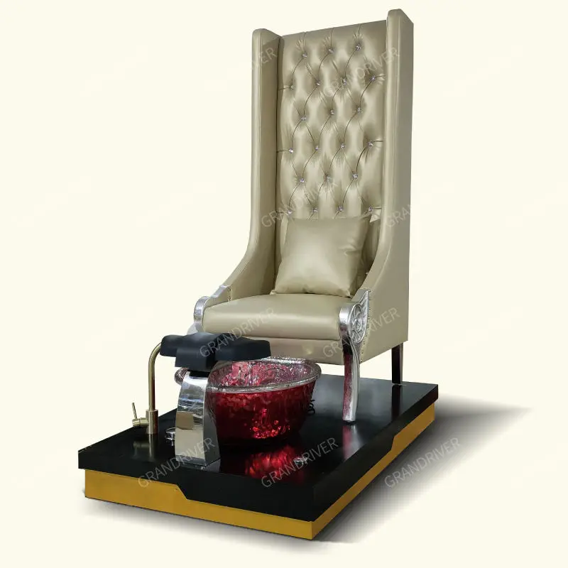 High Back Royal Pedicure Sofa Station with Pillow Foot Bath Spa Pedicure Chair for Manicure Luxury Pedicure Throne Chairs — image 3
