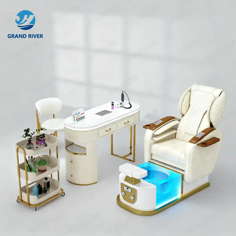 Best Selling Custom Luxury Light Surfing Foot Spa Pedicure Station Electric Recliner Manicure Pedicure Chair with Heated Seat — image 4