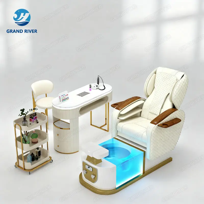 Best Selling Custom Luxury Light Surfing Foot Spa Pedicure Station Electric Recliner Manicure Pedicure Chair with Heated Seat — image 5