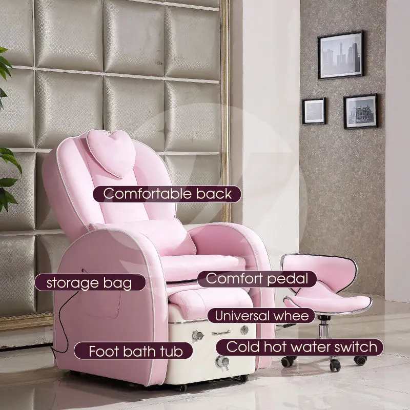 Beauty Nail Salon Pedicure Chair Electric Foot Spa Ceramic Basin Manicure Pedicure Chair with Back Massage Reclinable — image 4