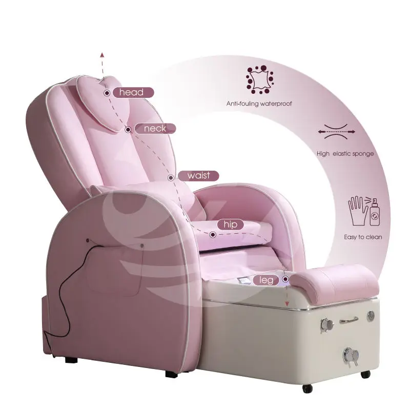 Beauty Nail Salon Pedicure Chair Electric Foot Spa Ceramic Basin Manicure Pedicure Chair with Back Massage Reclinable — image 6