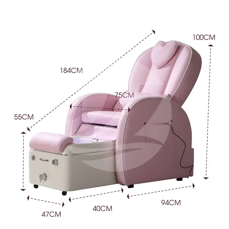 Beauty Nail Salon Pedicure Chair Electric Foot Spa Ceramic Basin Manicure Pedicure Chair with Back Massage Reclinable — image 7