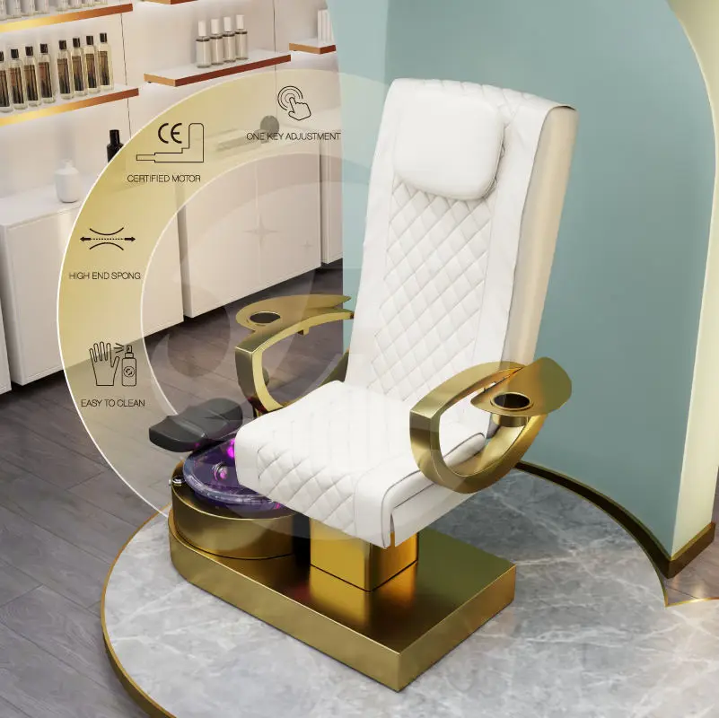 Modern Custom Nail Salon Foot Spa Pedicure Station with Magnetic Jet Lounge Electric Nail Spa Chair for Pedicure and Manicure — image 7