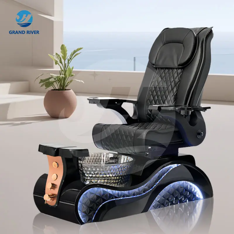Modern Luxury Nail Salon Electric Pedicure Chair Reclinable Foot Spa Massage Pedicure Chair for Manicure with Led — view 1
