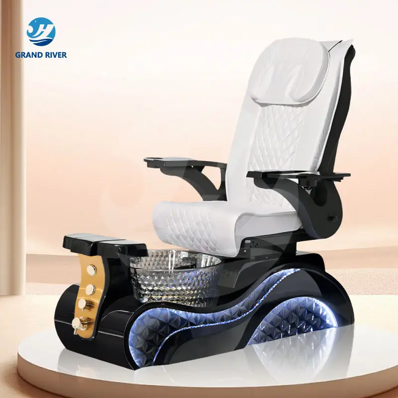 Modern Luxury Nail Salon Electric Pedicure Chair Reclinable Foot Spa Massage Pedicure Chair for Manicure with Led — image 3