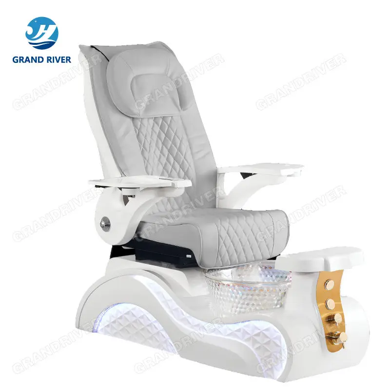 Modern Luxury Nail Salon Electric Pedicure Chair Reclinable Foot Spa Massage Pedicure Chair for Manicure with Led — image 4