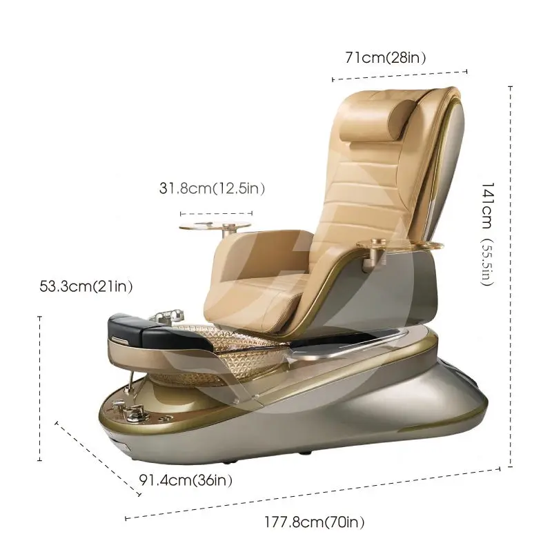 Electric Multi Function Reclining Spa Pedicure Salon Chair with Back Massage Foot Nail Chair for Pedicure and Manicure — image 3