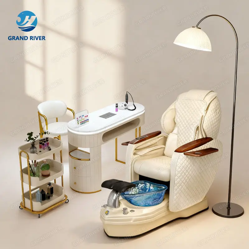 Nail Salon Spa Chair Pedicure Large Size Pedicure Seat Rotatable Electric Massage Pedicure Platform with Led — view 1