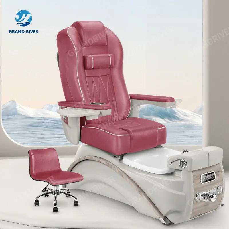 Remote Control High Back Nail Pedicure Spa Masaje Chairs for Pedicure and Manicure Chairs with Plumbing — image 3