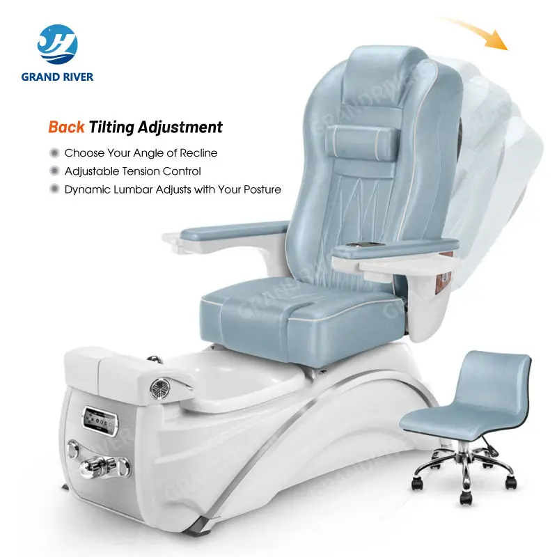 Remote Control High Back Nail Pedicure Spa Masaje Chairs for Pedicure and Manicure Chairs with Plumbing — image 7
