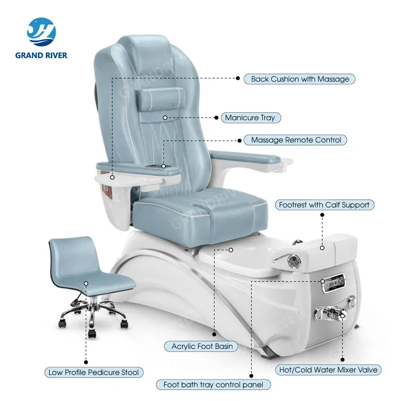 Luxury Nail Pedicure Spa Chair Pedicure Foot Spa Massage Chair for Manicure and Pedicure Electric for Salon — image 6