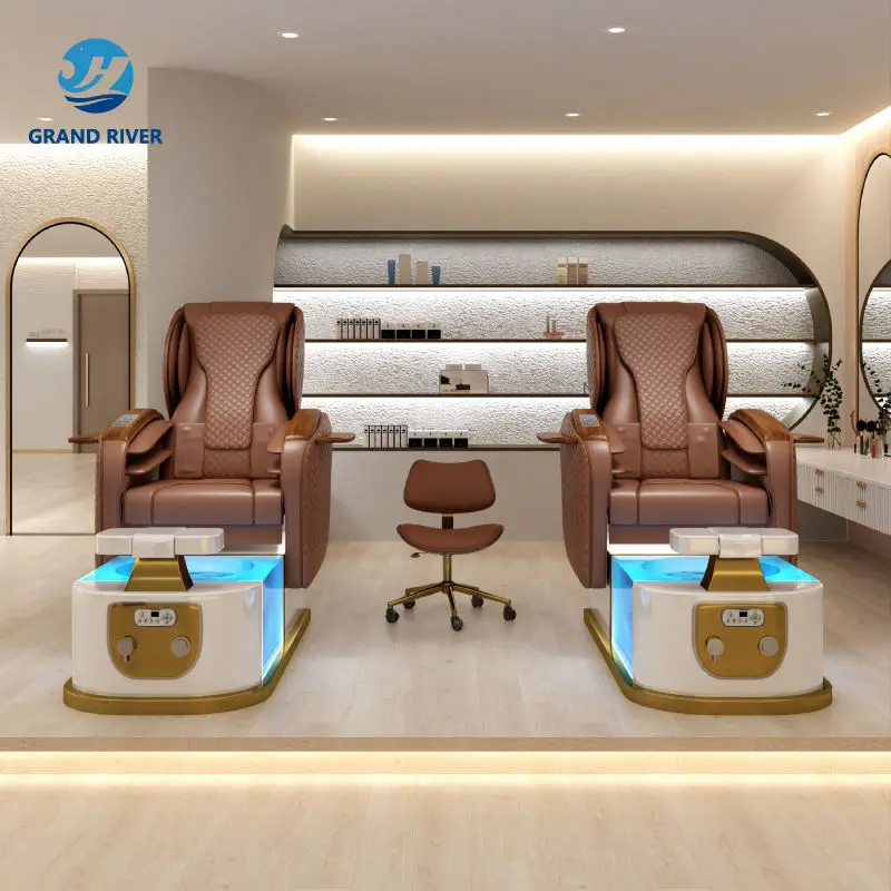 Wholesale Professional Pedicure Chair with Plumbing Luxury Spa Chair Pedicure Massage Chair for Nail Saloon — image 3