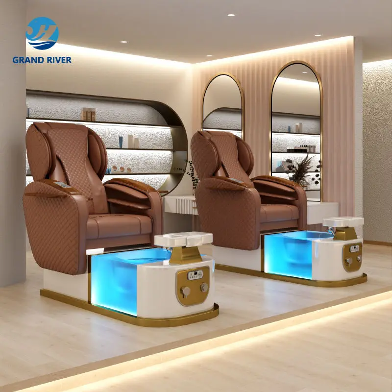 Wholesale Professional Pedicure Chair with Plumbing Luxury Spa Chair Pedicure Massage Chair for Nail Saloon — image 4