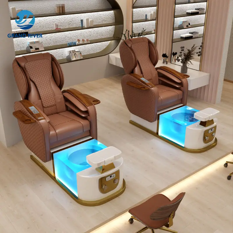 Wholesale Professional Pedicure Chair with Plumbing Luxury Spa Chair Pedicure Massage Chair for Nail Saloon — image 5