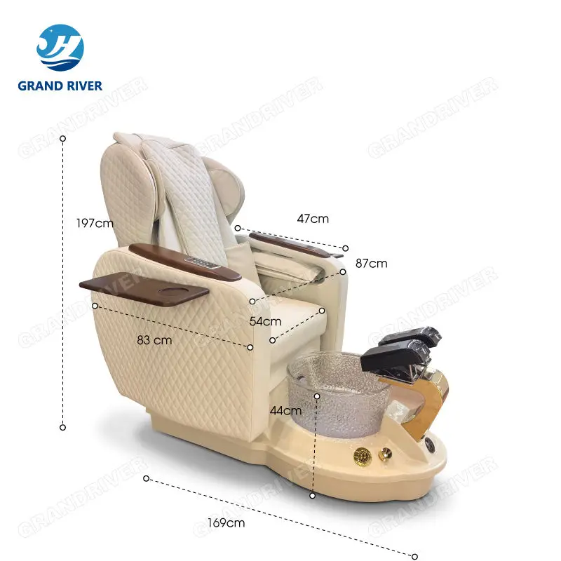 Nail Salon Furniture Supplier Electric Knead Massage Pedicure Chair Pedicure Foot Spa Pedicure Chair with Bowl Reclinable — image 4