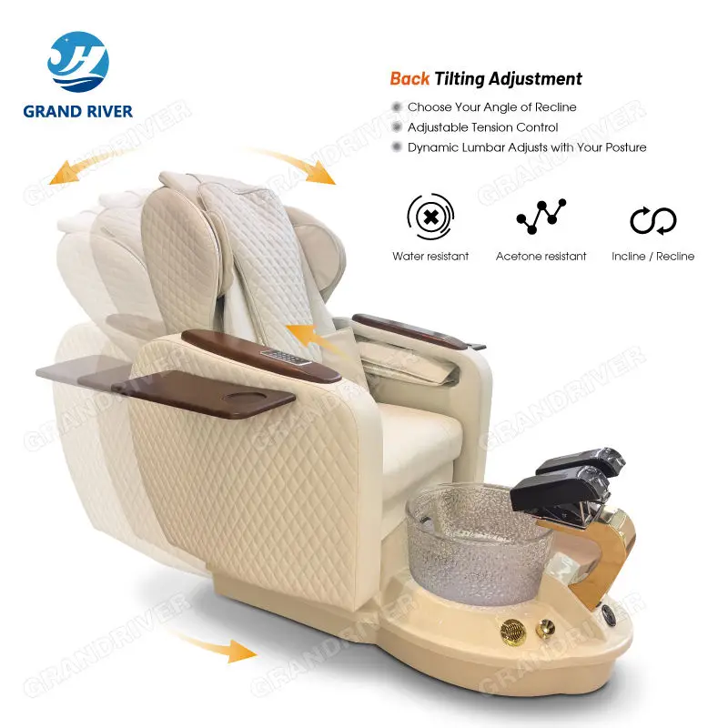 Luxury Nail Salon Full Body Massage Pedicure Chair Foot Spa Pedicure Chair with Bowl Magnetic Jet Pedicure Chair for Sale — image 4