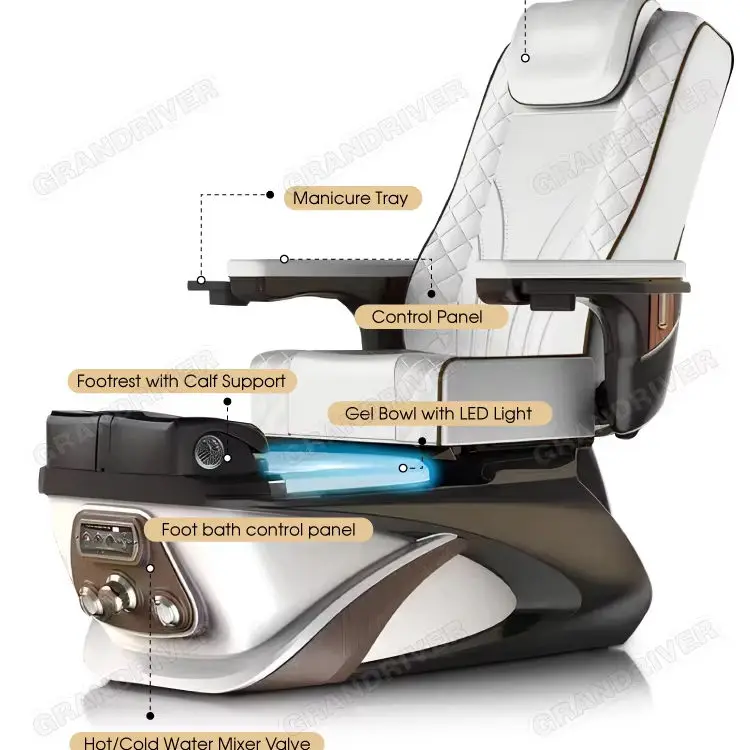 Modern Electric Foot Spa Pedicure Chair Luxury Light Surfing Massage Nail Salon Pedicure Chair with Motors Reclining — image 6