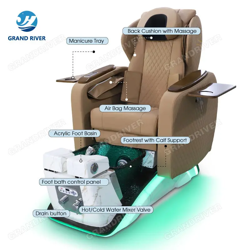 Nail Salon Furniture Whirlpool Foot Spa Pedicure Chairs for Manicure and Pedicure Chair with Airbag Massage — image 7