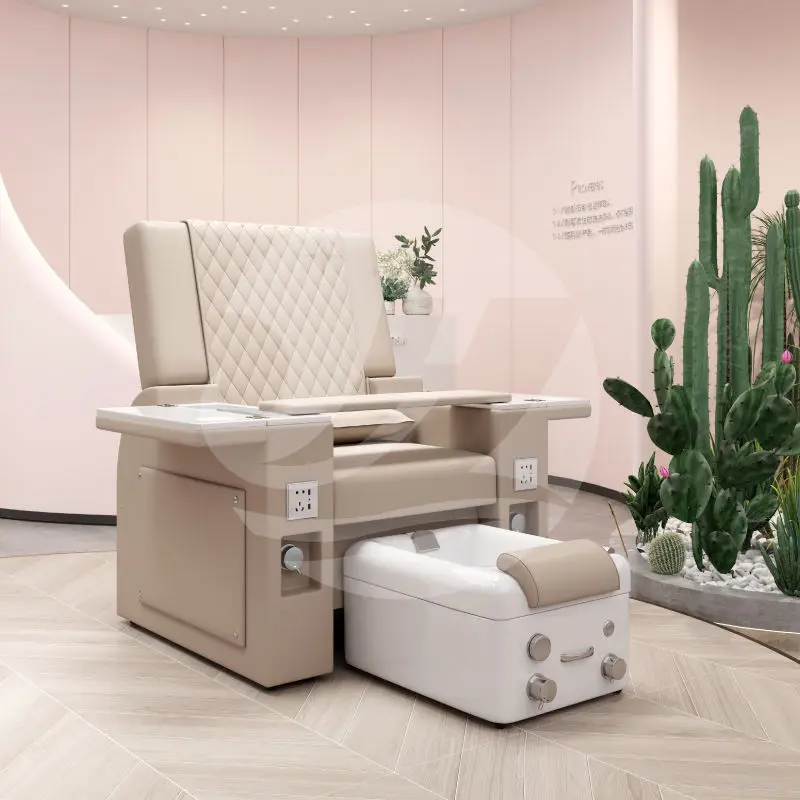 Nail Salon Furniture Reclinable Electric Spa Pedicure Chair Luxury Foot Spa Massage Chair Ceramic Basin with Jet — view 1