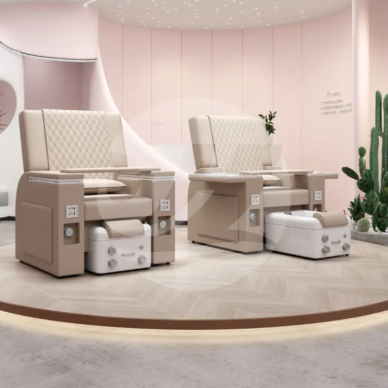 Nail Salon Furniture Reclinable Electric Spa Pedicure Chair Luxury Foot Spa Massage Chair Ceramic Basin with Jet — image 4