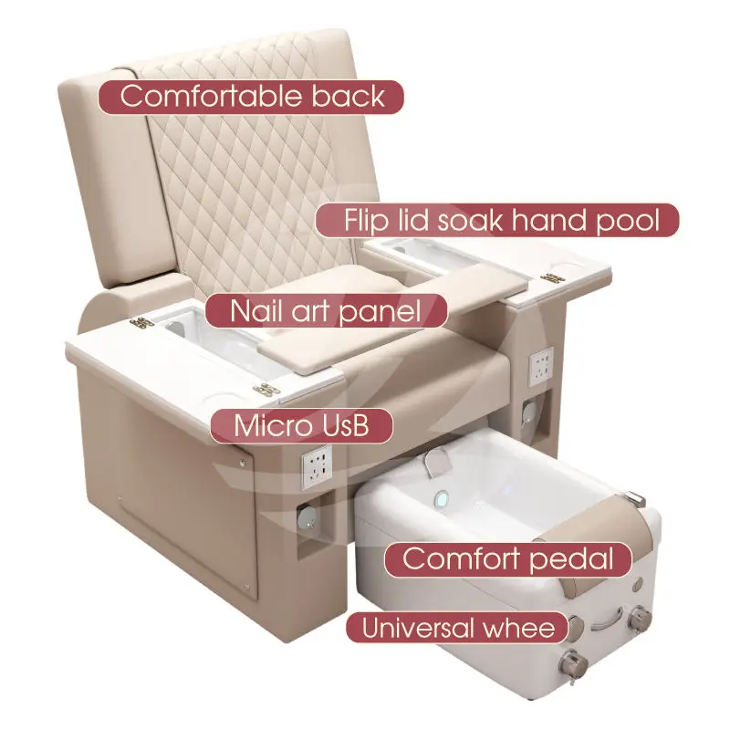 Nail Salon Furniture Reclinable Electric Spa Pedicure Chair Luxury Foot Spa Massage Chair Ceramic Basin with Jet — image 6