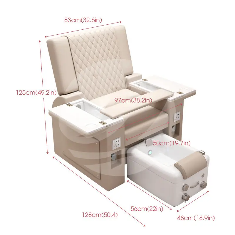 Nail Salon Furniture Reclinable Electric Spa Pedicure Chair Luxury Foot Spa Massage Chair Ceramic Basin with Jet — image 7