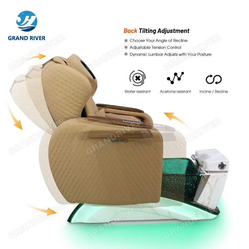 Reclining Salon Nail Spa Chair Pedicure and Manicure Chair with Massage Electric Pedicure Chairs with Drain Pump — image 5