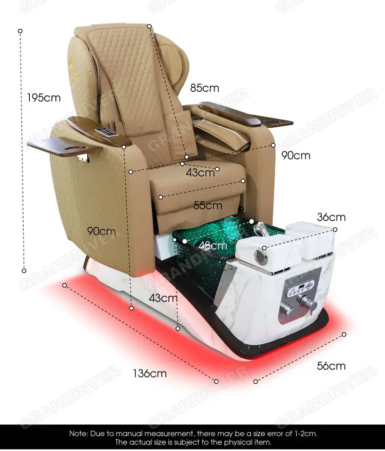 Reclining Salon Nail Spa Chair Pedicure and Manicure Chair with Massage Electric Pedicure Chairs with Drain Pump — image 6