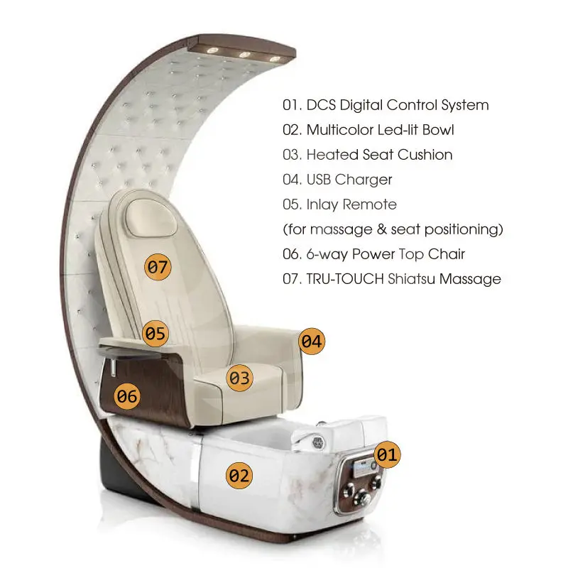 Luxury Multi Function Foot Spa Massage Chair for Pedicure Manicure Station Electric Throne Pedicure Chairs with Massage — image 6