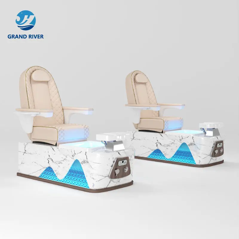 Wholesale Luxury Throne High Back Foot Spa Massage Manicure Chair Professional Pedicure Chairs for Nail Salon With LED — image 3