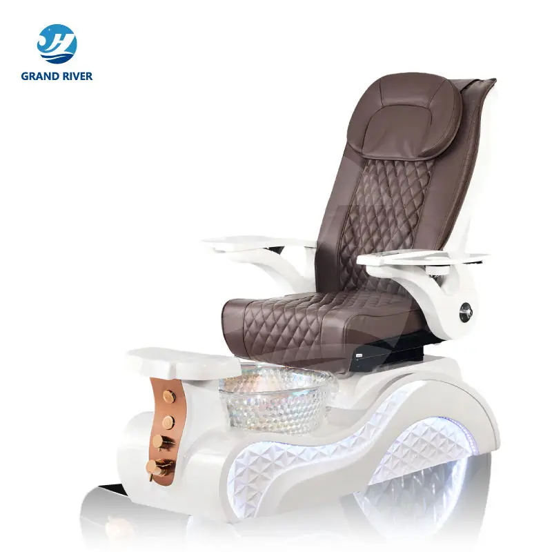 Professional Luxury Nail Salon Furniture Black Golden Electric Reclining Massage Manicure Foot Spa Pedicure Chairs With Led — image 3