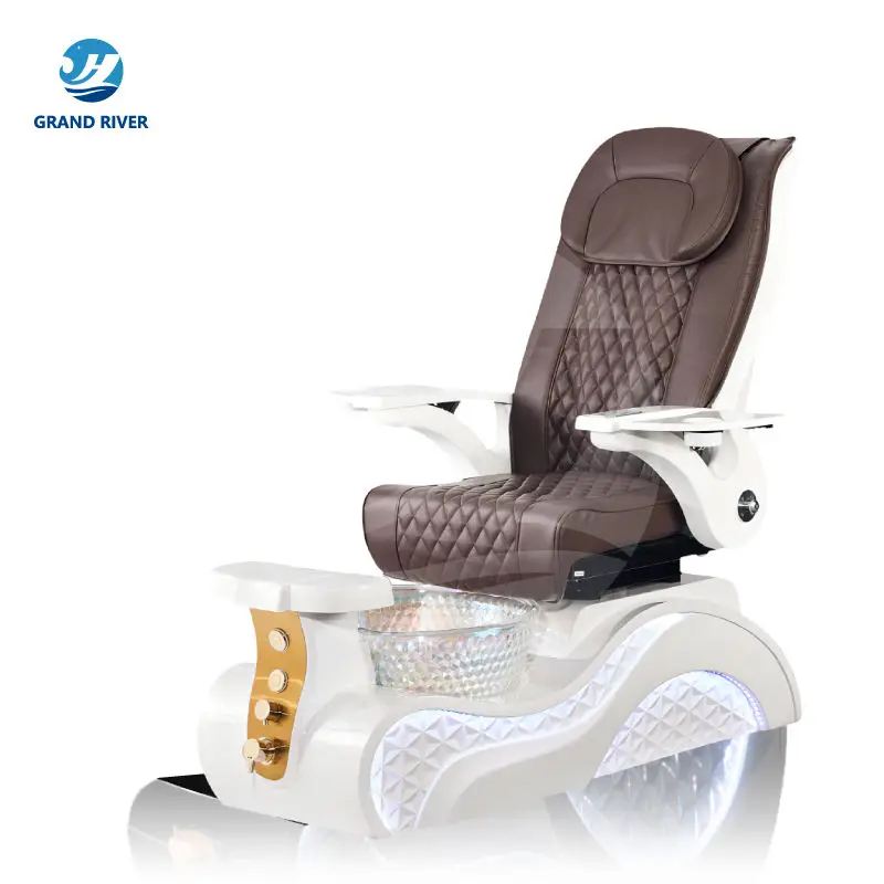 Professional Luxury Nail Salon Furniture Black Golden Electric Reclining Massage Manicure Foot Spa Pedicure Chairs With Led — image 4