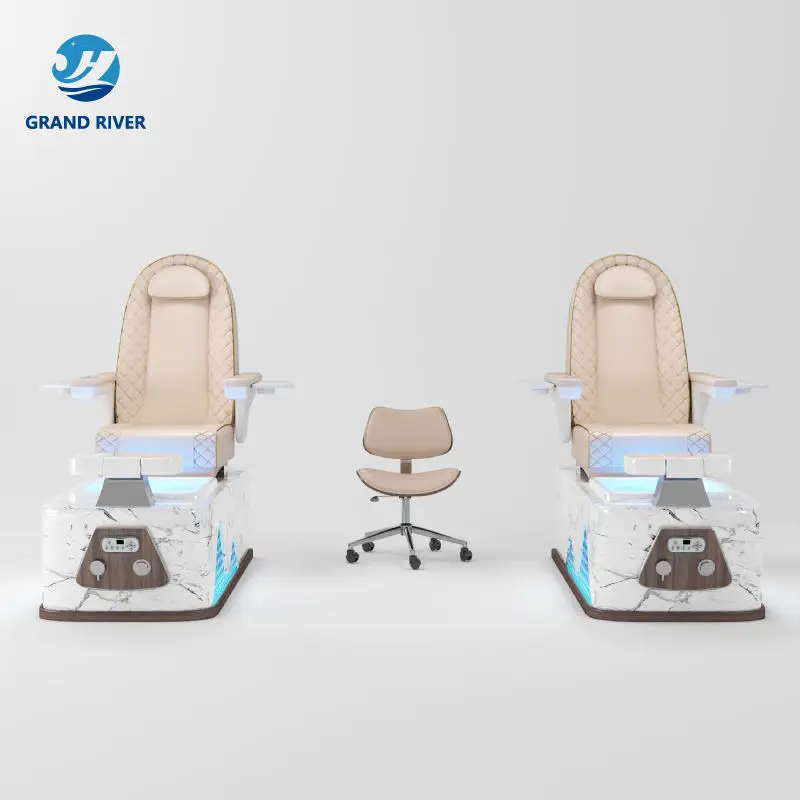 Wholesale Luxury Throne High Back Foot Spa Massage Manicure Chair Professional Pedicure Chairs for Nail Salon With LED — image 4