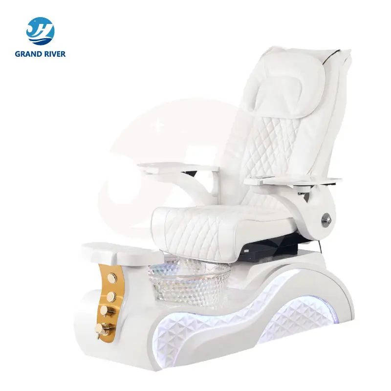 Professional Luxury Nail Salon Furniture Black Golden Electric Reclining Massage Manicure Foot Spa Pedicure Chairs With Led — image 5