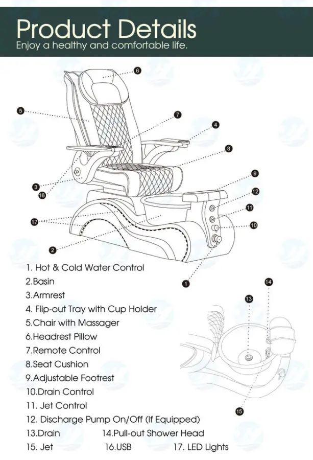 Professional Luxury Nail Salon Furniture Black Golden Electric Reclining Massage Manicure Foot Spa Pedicure Chairs With Led — image 6