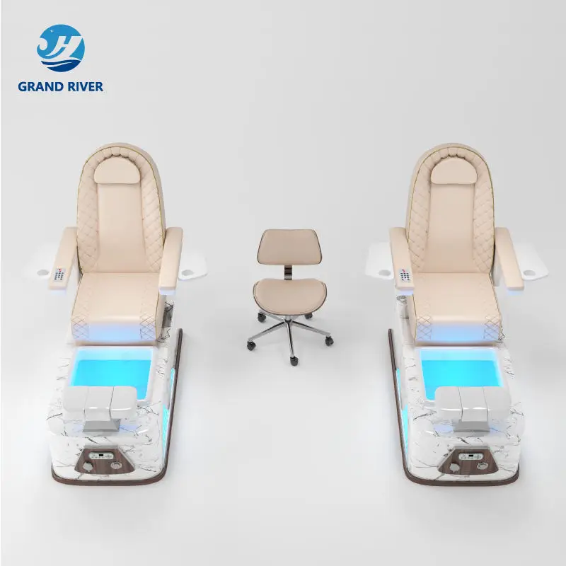 Wholesale Luxury Throne High Back Foot Spa Massage Manicure Chair Professional Pedicure Chairs for Nail Salon With LED — image 5
