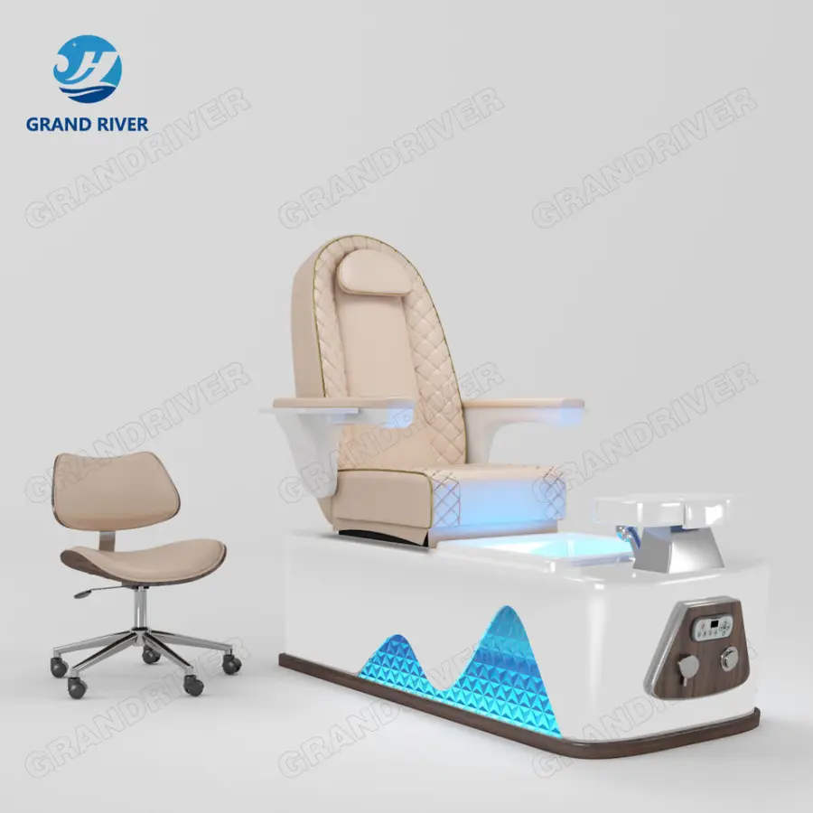 Wholesale Luxury Throne High Back Foot Spa Massage Manicure Chair Professional Pedicure Chairs for Nail Salon With LED — image 6