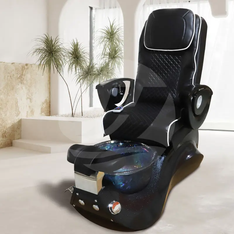 High End Luxury Nail Salon Furniture Black Foot Spa Chair Pedicure Chairs with Massage Pedicure Armrest Chair — image 4