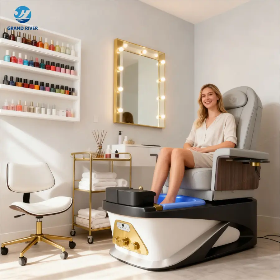 High Quality Vietnam Foot Spa Pedicure Chairs Luxury Manicure Nail Massage Chair for Salon Nail Pedicure Chair with Jet — view 1