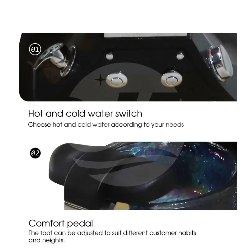 High End Luxury Nail Salon Furniture Black Foot Spa Chair Pedicure Chairs with Massage Pedicure Armrest Chair — image 5