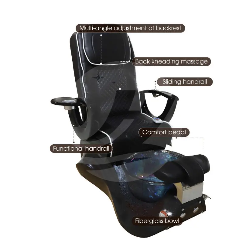 High End Luxury Nail Salon Furniture Black Foot Spa Chair Pedicure Chairs with Massage Pedicure Armrest Chair — image 6