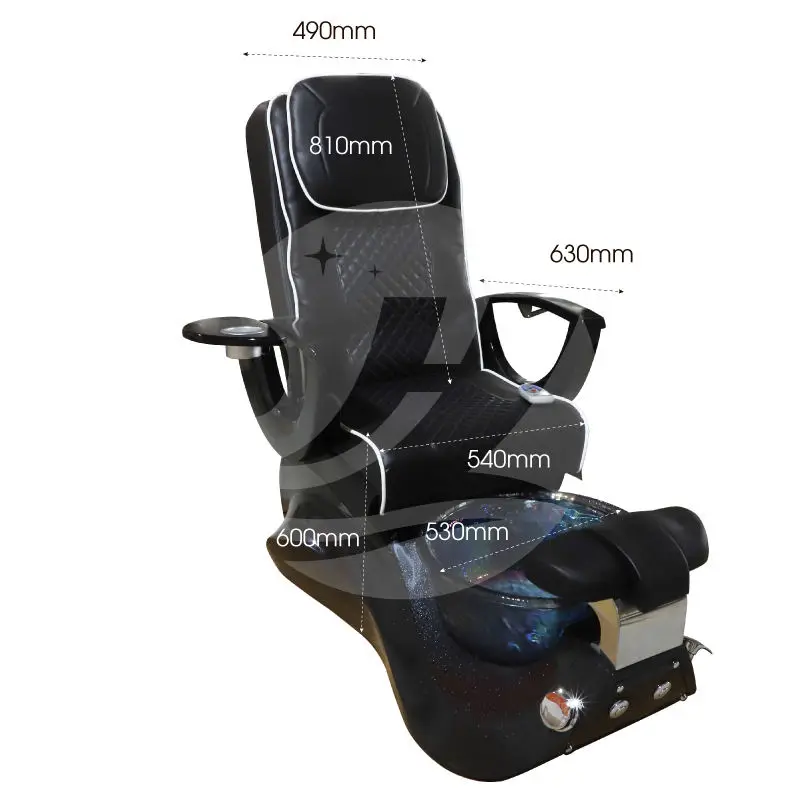 High End Luxury Nail Salon Furniture Black Foot Spa Chair Pedicure Chairs with Massage Pedicure Armrest Chair — image 7