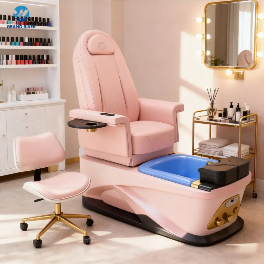 High Quality Vietnam Foot Spa Pedicure Chairs Luxury Manicure Nail Massage Chair for Salon Nail Pedicure Chair with Jet — image 4