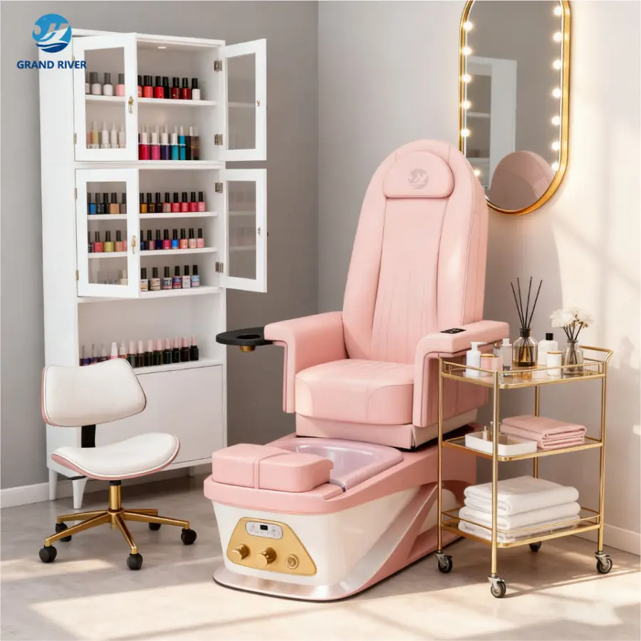 High Quality Vietnam Foot Spa Pedicure Chairs Luxury Manicure Nail Massage Chair for Salon Nail Pedicure Chair with Jet — image 5