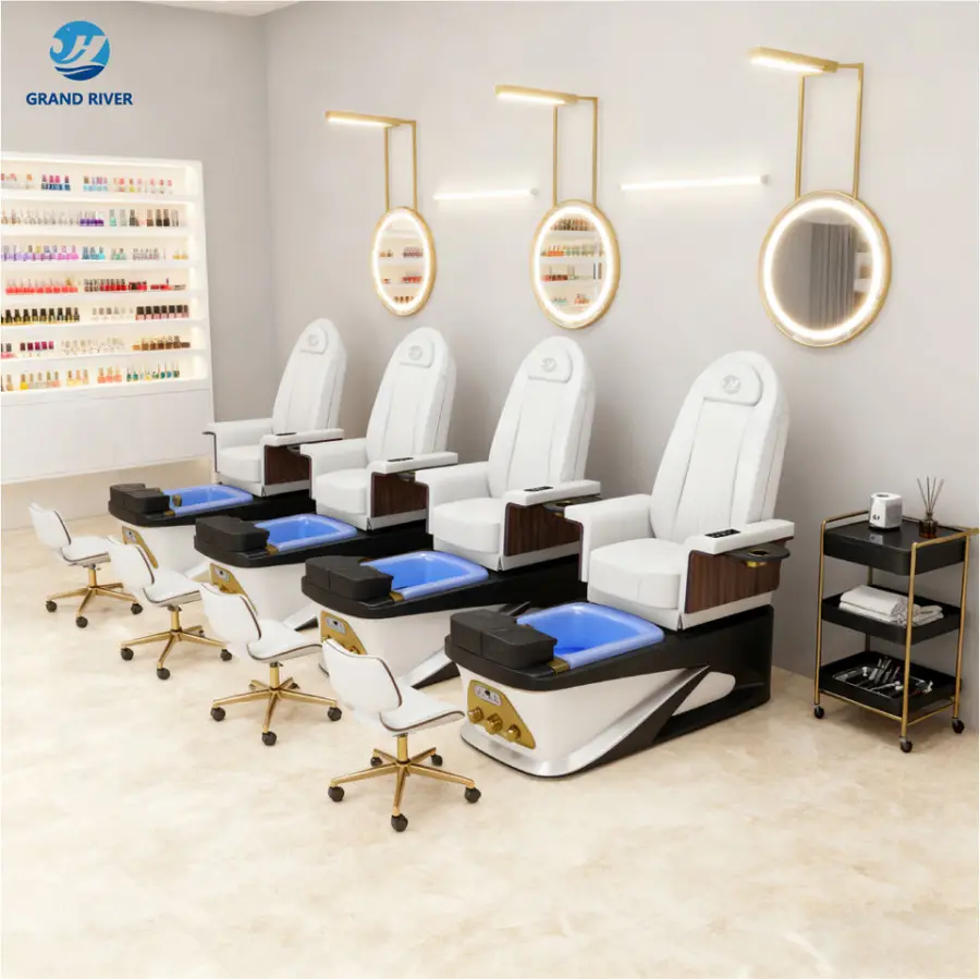 High Quality Vietnam Foot Spa Pedicure Chairs Luxury Manicure Nail Massage Chair for Salon Nail Pedicure Chair with Jet — image 6