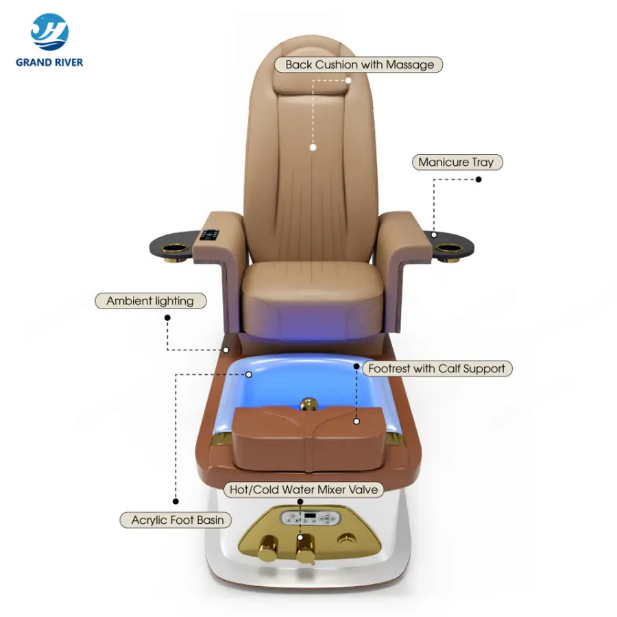 Factory Direct Sale Nail Saloon Recliner Pedicure Sofa Spa Furniture Foot Spa Massage Chair for Manicure Pedicure Chairs — image 6